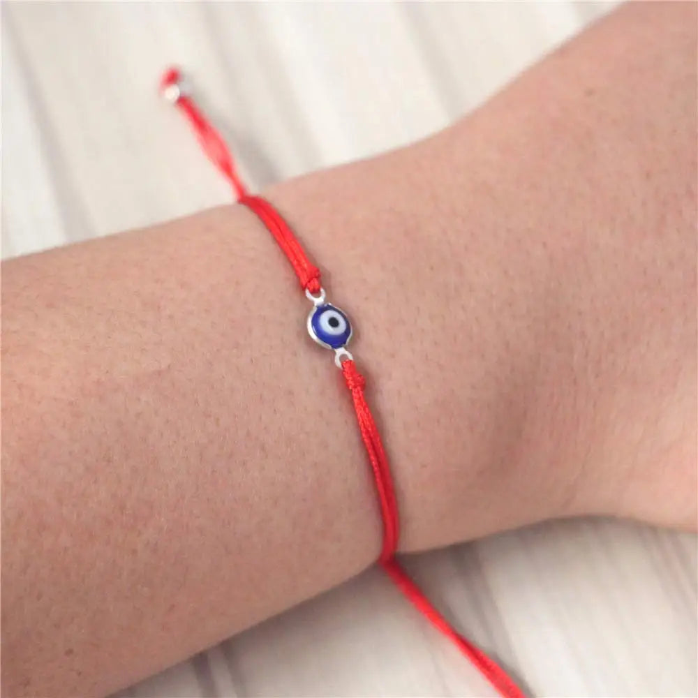12pçs pulseira azul mau olhado vermelho, mulheres, homens, 7 nós, corda trançada artesanal, ajustável, amizade, casal, joias