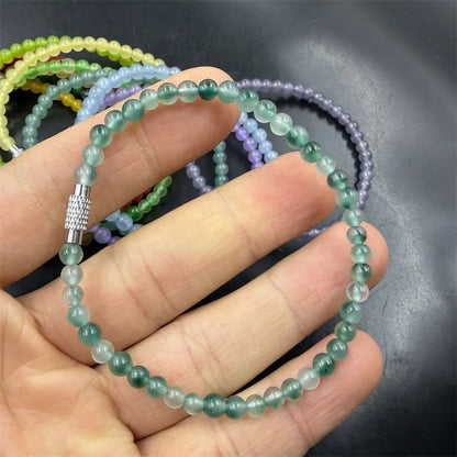Pulseira de Jade Verde Natural e Esmeralda de 4mm com Calcedônia, Joia Requintada e Moderna para Jovens, Presente de Feriado Mais Vendido