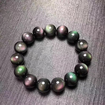 Pulseira Obsidiana Preta Natural para Homens e Mulheres, Pulseira Stretch Rainbow, Pedra Natural, Grânulo Retangular, Jóias Leve, 16mm, AAAAAA