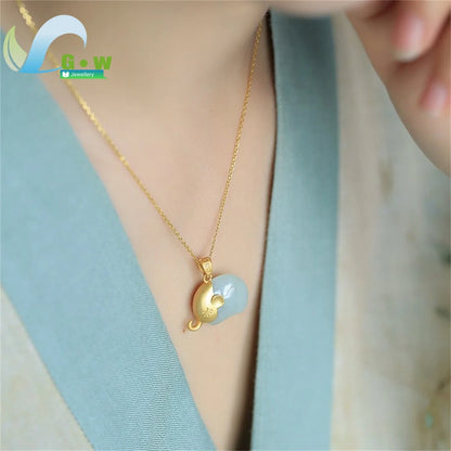 Colar de pingente de elefante de jade cinza Hetian, feito à mão, luxuoso, joias finas femininas, presente para casamento, uso diário, aniversário