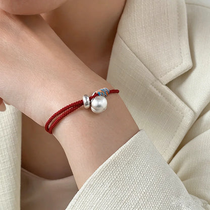 La Monada-925 Sterling Pulseira De Prata Para Mulheres, Fio Vermelho, Corda, Bênção, Mão De Caqui