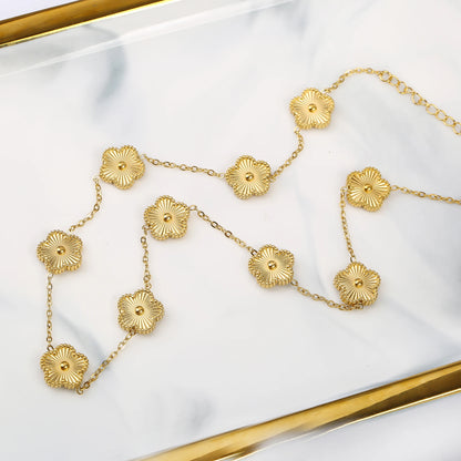 Botanical 10 flores de aço inoxidável cinco folhas flor colar mibonimalista para mulher menina casual férias luxo jóias trevo