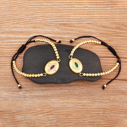 Nidin venda quente estilo punk mau olhado corrente pulseiras ajustáveis para mulheres feminino incrustado rosa vermelho/verde zircão jóias acessórios