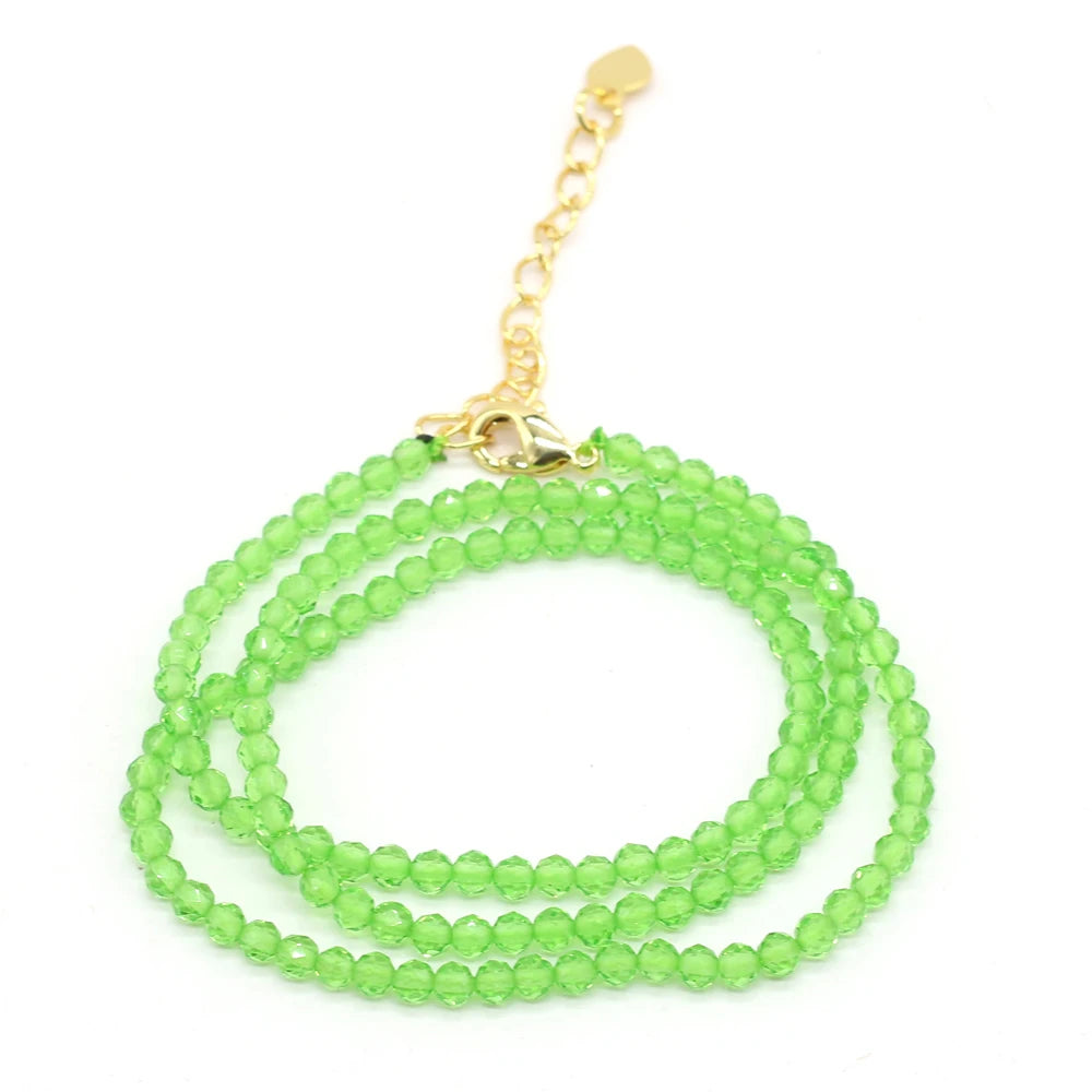 Gema Micro Facetada Colar Curto para Mulheres, Joias Finas, Contas Espinélio 1 Corda, Pulseira Feminina, Gargantilha de Festa
