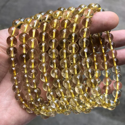 Natural dourado rutilado quartzo cristal pulseira fio contas pulseiras a pedra da riqueza jóias contas pulseiras decoração