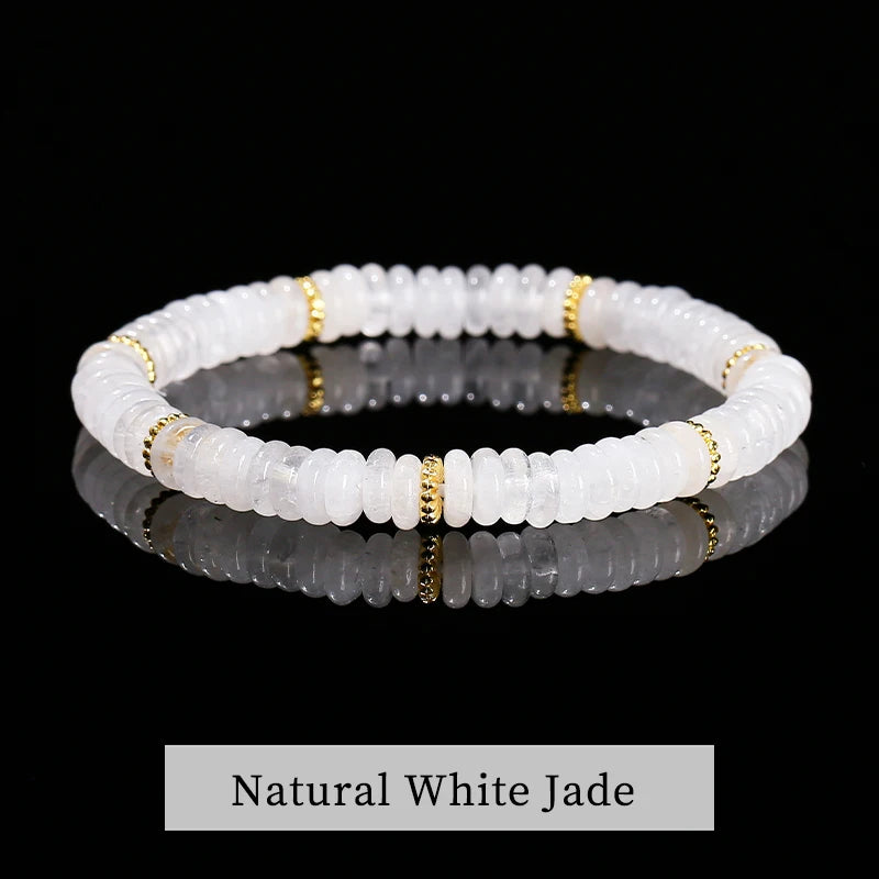 Pedra natural verde aventurina rosa quartzo plana espaçador contas pulseira feminino masculino cura espiritual pulseira elástica jóias presente