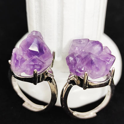Anillo con drusa de amatista