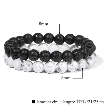 Conjunto de 2 pulseras de piedra de 8 mm
