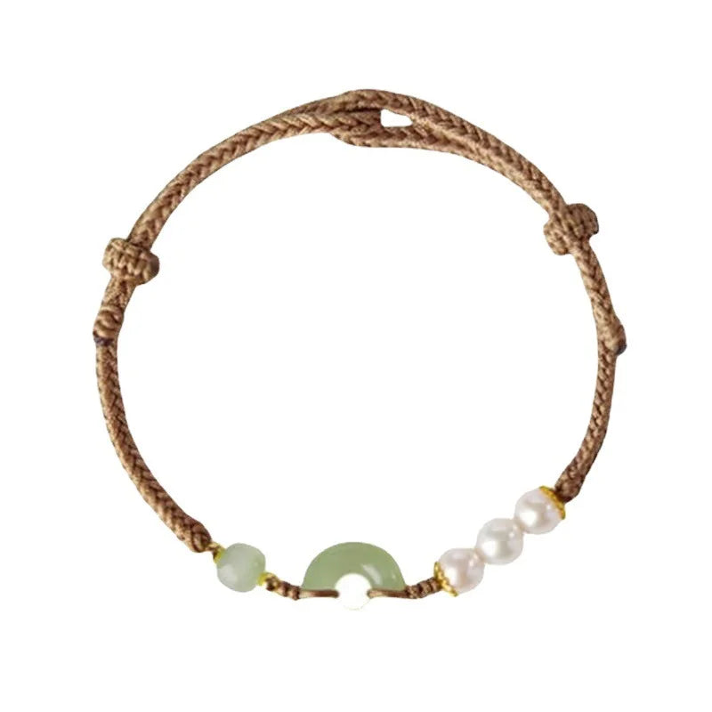 Hotan Jade Fivela Xia Hongsheng Pearl Ping uma Pulseira de Tecido Sorte Presentes de Férias Femininos