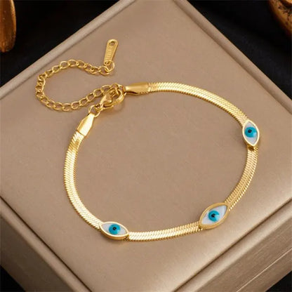 Luxo cor de ouro zircão mau olho azul pulseira moda sorte jóias feminino presente ajustável feito à mão