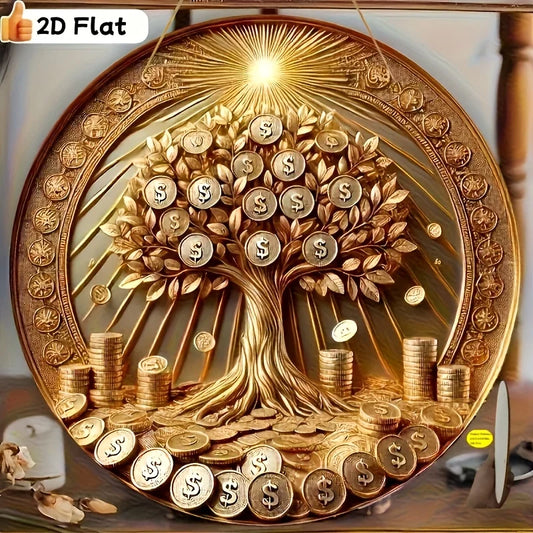Cuadro Árbol de la Fortuna: Impresión. Impresión decorativa plana con efecto visual de profundidad.