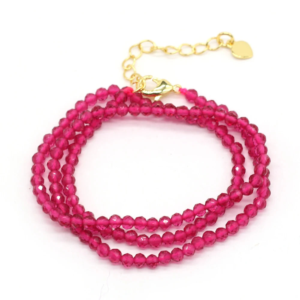 Gema Micro Facetada Colar Curto para Mulheres, Joias Finas, Contas Espinélio 1 Corda, Pulseira Feminina, Gargantilha de Festa