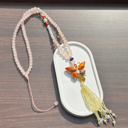 Pingente de Cabaça Auspiciosa Chinesa Artesanal com Bordado de Brocado Song e Borla de Contas, Charm para Bolsa e Enfeite para Carro, para Boa Sorte e Fortuna