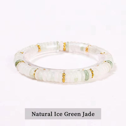 Pedra natural verde aventurina rosa quartzo plana espaçador contas pulseira feminino masculino cura espiritual pulseira elástica jóias presente