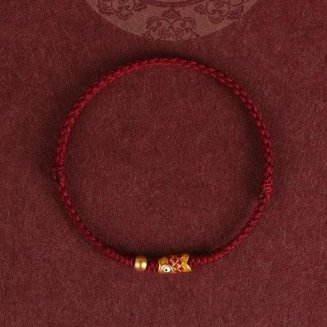 Pulseira Lucky Bead de Cobre trançado à mão, corda vermelha, fivela simples, original étnico, acessório feminino, casal