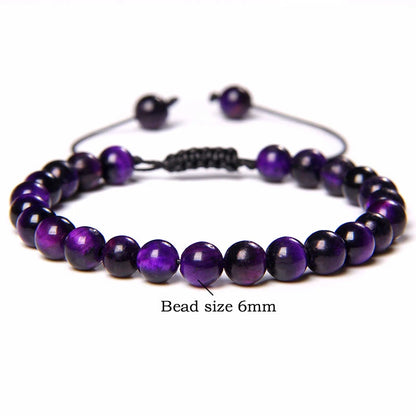 Pulsera trenzada de ojo de tigre azul