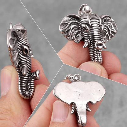 Colares longos masculinos de elefante, pingentes de estilo punk para homens, jóias em aço inoxidável para criatividade