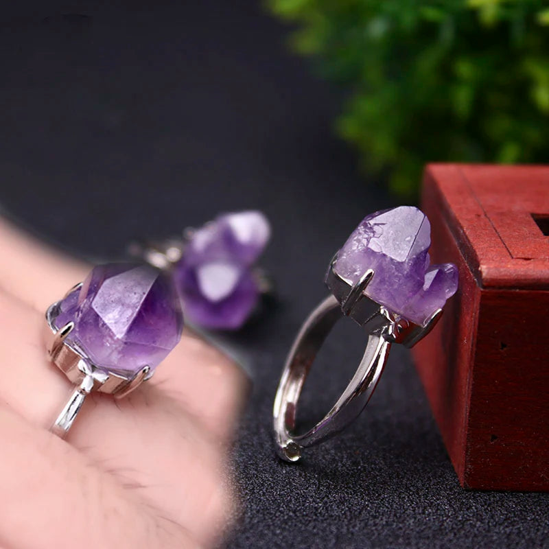 Anillo con drusa de amatista