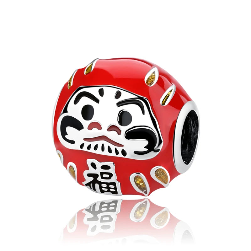 Charms Originais de Prata Esterlina 925, Pingente de Gato da Sorte, Boneca Japonesa, Presente de Ano Novo, Pulseiras e Colares para Mulheres, Joias