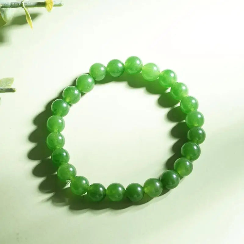 Pulseira de Contas de Pedra Verde Olho de Gato 8mm, Amuleto da Sorte para Mulheres, Joia de Proteção e Riqueza, Presente