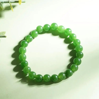 Pulseira de Contas de Pedra Verde Olho de Gato 8mm, Amuleto da Sorte para Mulheres, Joia de Proteção e Riqueza, Presente
