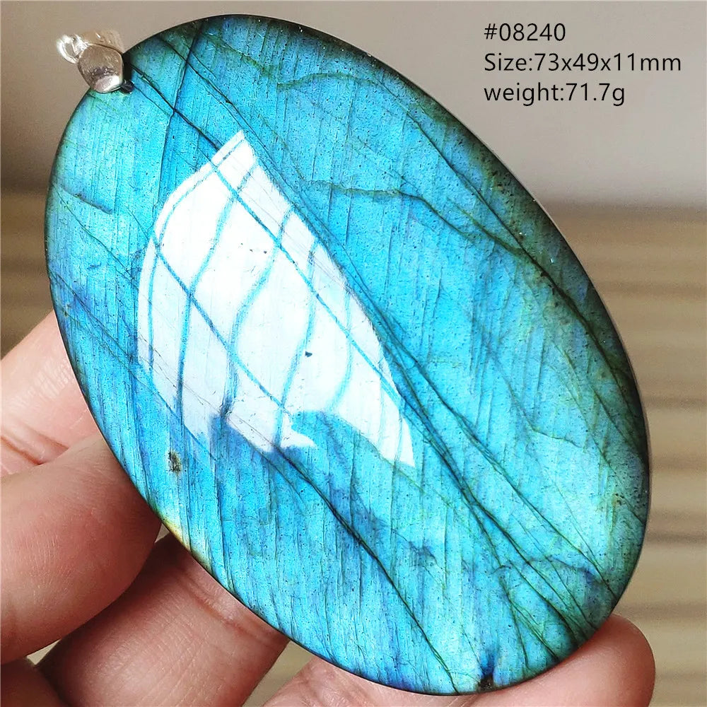 Colar de Pingente de Labradorita Azul Natural em Formato de Gota com Brilho para Mulheres e Homens AAAAAA