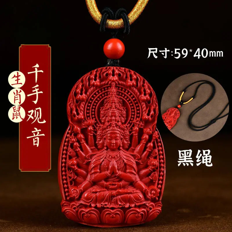 Natural Verdadeiro Cinábrio Buda Pingente para Homens e Mulheres, Natural Buda Hoid, Deus Guardião, Big Sun, Tathagata Hyun, Amitabha