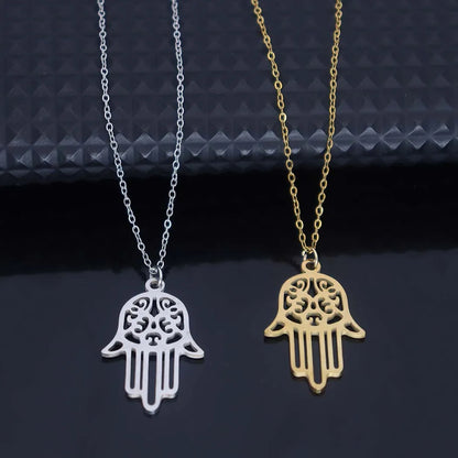 Moda aço inoxidável palma pingente colar Hamsa palma versátil pingente clavícula corrente acessórios femininos