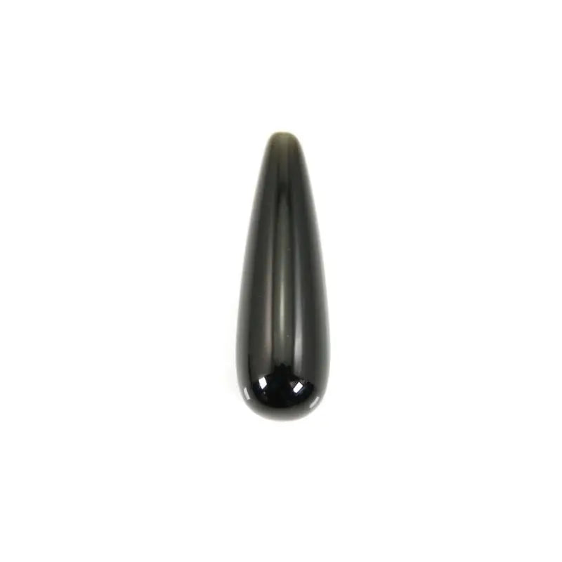 1 peça de obsidiana em formato de gota meio perfurada 7x23mm