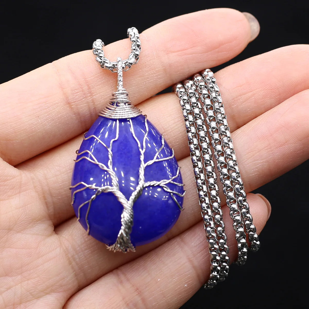 Collar Árbol de la Vida de piedra en gota