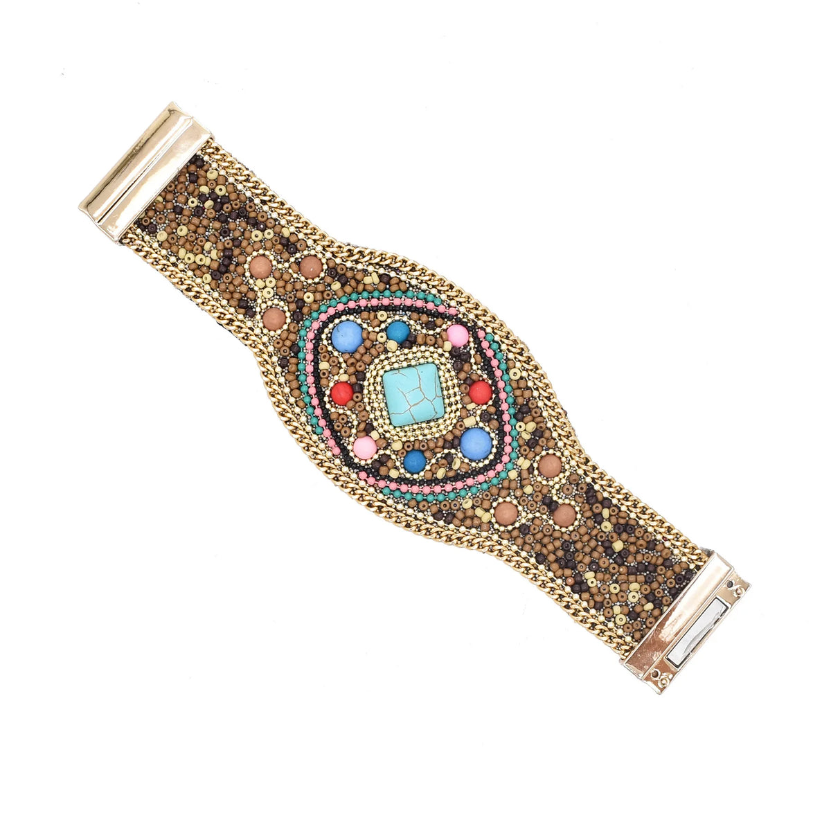 Pulsera bohemia ancha con ojo turco