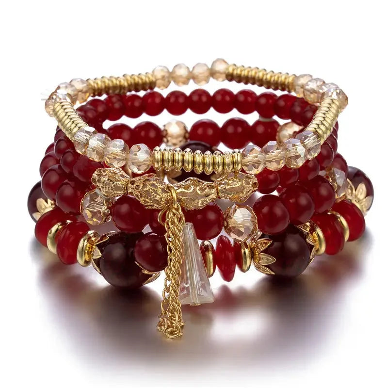 Set Mosaico · Cuatro Pulseras de Vidrio