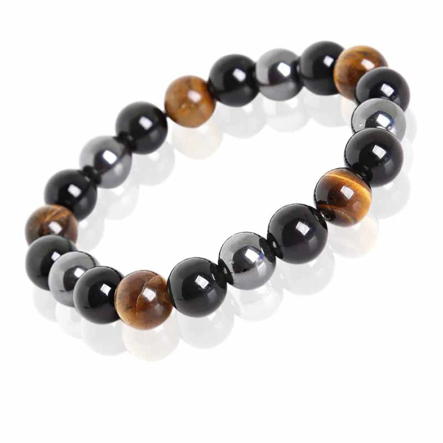 Natural preto obsidiana hematita tigre olho contas pulseiras masculino para proteção de saúde magnética mulher alma jóias pulsera hombre