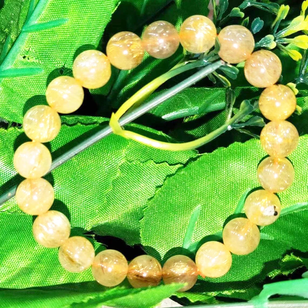 Ruberthen novo design grau aa natural dourado rutilado pulseira de pedra de quartzo rutilo natural joias de confiança metafísica