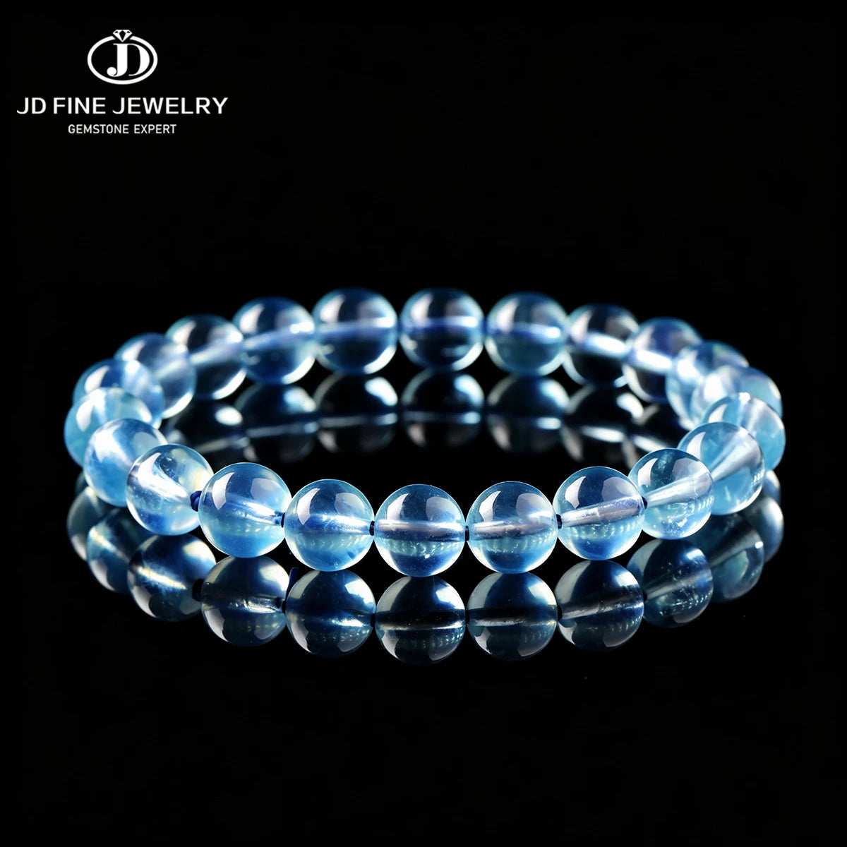 Pulseira de Contas de Água-Marinha Azul Translúcida Natural 8A, Joia de Pedra Semipreciosa para Cura, Paz e Proteção