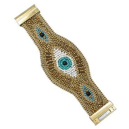 Pulsera bohemia ancha con ojo turco