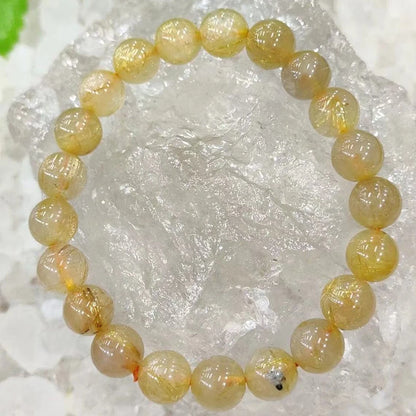 Ruberthen novo design grau aa natural dourado rutilado pulseira de pedra de quartzo rutilo natural joias de confiança metafísica