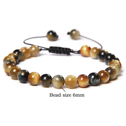 Pulsera trenzada de ojo de tigre azul
