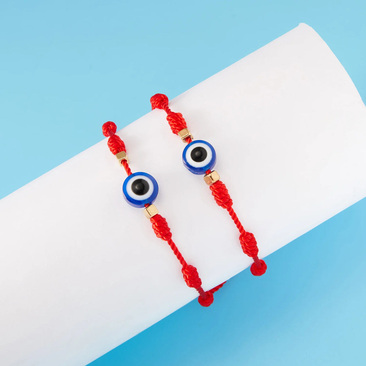 Feito à mão trançado sorte 7 nós pulseiras de corda vermelha para mulheres homens turco azul mau olhado pulseira amizade casal jóias presentes