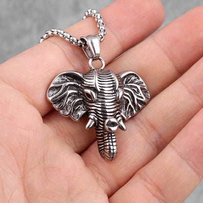 Colares longos masculinos de elefante, pingentes de estilo punk para homens, jóias em aço inoxidável para criatividade