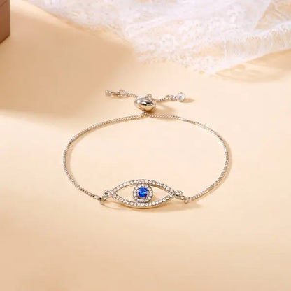 Luxo cor de ouro zircão mau olho azul pulseira moda sorte jóias feminino presente ajustável feito à mão