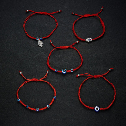 Hamsa Mão Ajustável Pulseiras de Cordas Vermelhas para Mulheres, Pulseira Turca Sorte Olho do Mal, Amuleto Trançado, Presente Da Jóia