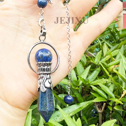Pêndulo de Cristal Natural para Adivinhação, Radiestesia, Pingente de Pedra Hexagonal, Ametistas, Obsidiana Negra, Quartzo Espiritual, pingente de pedras naturais verdadeiras pendulos de cristais espiritual