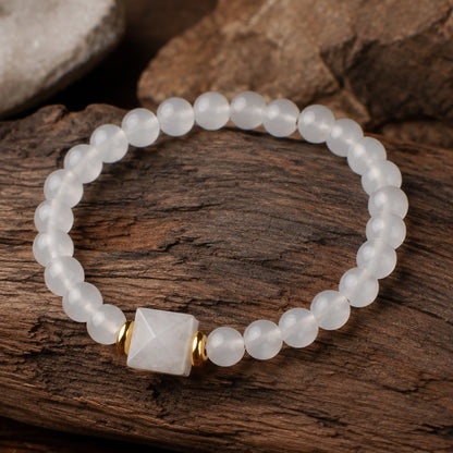 Pulseira de Jade Branco para Mulheres, Energia Curativa, Contas Artesanais, Joias Femininas para Verão e Outono