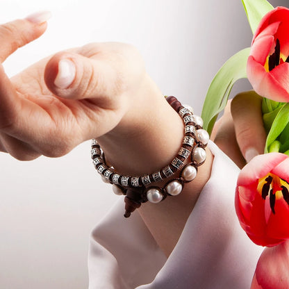 Pulsera Calabaza Ancestral · Cuentas Grabadas