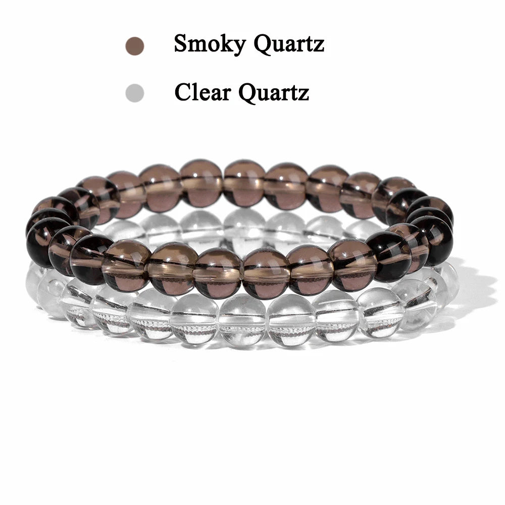 Conjunto de 2 pulseras de piedra de 8 mm