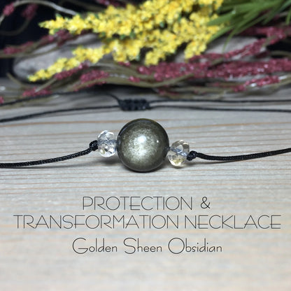 Colar de obsidiana dourada, colar de obsidiana, colar de proteção, colar de transformação, colar de riqueza, para homem ou mulher.1 unidade