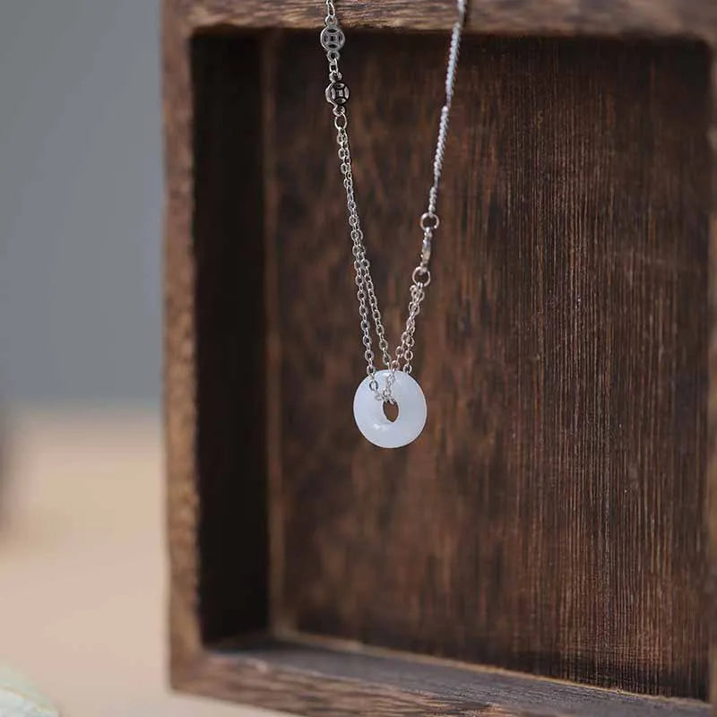 Colares de prata esterlina 925 para mulheres, com pingente de jade, cor dourada, corrente ajustável, joias de luxo, presente romântico.