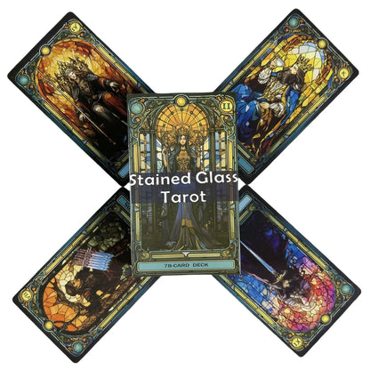 Tarot Vitral: Baraja Ilustrada. Diseño y acabado de la pieza mostrada.