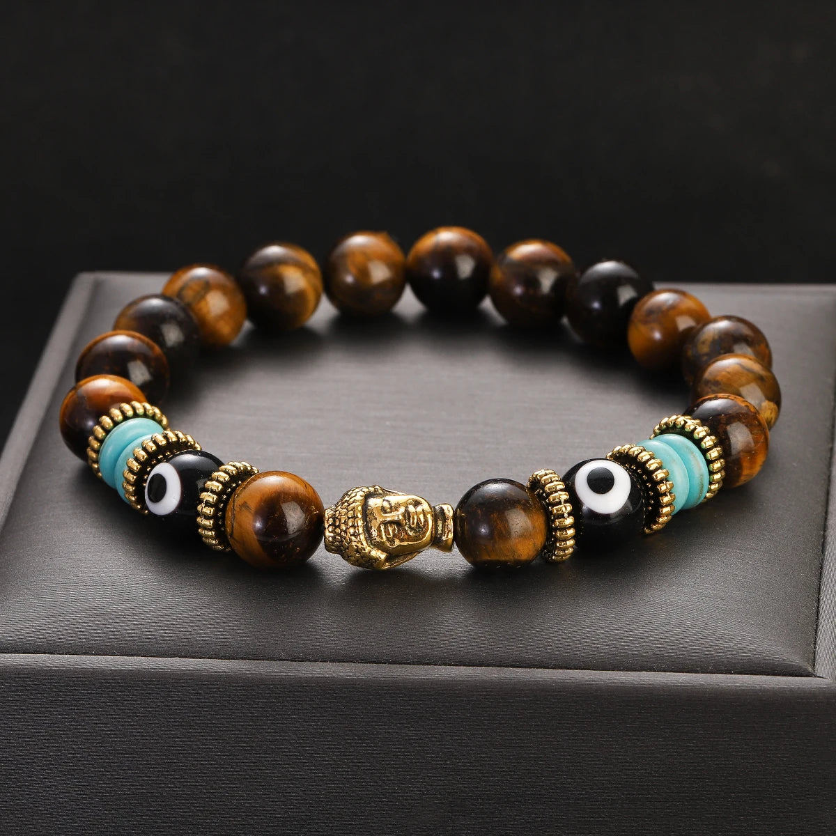 Pulsera de Buda y ojo turco de 10 mm